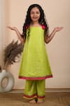 Buy The Cotton Staple Green Cotton Lace, Pom-poms Sawani Kurta And Palazzo Set at Aza Fashions Buy_The Cotton Staple_Green Cotton Lace, Pom-poms Sawani Kurta And Palazzo Set _at_Aza_Fashions