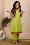 The Cotton Staple Green Cotton Lace, Pom-poms Sawani Kurta And Palazzo Set Online at Aza Fashions The Cotton Staple_Green Cotton Lace, Pom-poms Sawani Kurta And Palazzo Set _Online_at_Aza_Fashions
