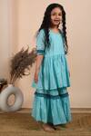 The Cotton Staple_Blue Cotton, Lurex Lace, Gota Patti Noor Kurta Sharara Set _Online_at_Aza_Fashions