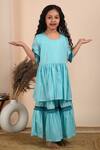 Buy_The Cotton Staple_Blue Cotton, Lurex Lace, Gota Patti Noor Kurta Sharara Set _Online_at_Aza_Fashions