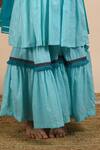 Shop_The Cotton Staple_Blue Cotton, Lurex Lace, Gota Patti Noor Kurta Sharara Set _Online_at_Aza_Fashions