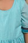 The Cotton Staple_Blue Cotton, Lurex Lace, Gota Patti Noor Kurta Sharara Set _at_Aza_Fashions