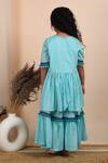 Shop_THE COTTON STAPLE_Blue , Lurex, Satin Lace Roza Kurta And Sharara Set _at_Aza_Fashions