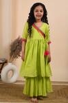 Buy_THE COTTON STAPLE_Green Cotton Lurex Embellished Lace Rooh Angarkha And Sharara Set _Online_at_Aza_Fashions