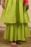 Shop_THE COTTON STAPLE_Green Cotton Lurex Embellished Lace Rooh Angarkha And Sharara Set _Online_at_Aza_Fashions