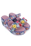 Kanyaadhan By DhirajAayushi_Purple Embroidered Floral Wedges_at_Aza_Fashions