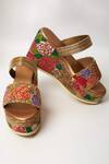 Buy_Kanyaadhan By Dhirajaayushi_Multi Color Embroidery Floral Wedges_at_Aza_Fashions