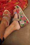 Buy_Kanyaadhan By Dhirajaayushi_Multi Color Embroidery Floral Wedges_Online_at_Aza_Fashions