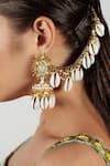 Buy_Kanyaadhan By DhirajAayushi_White Beads Shell Drop Jhumkas _at_Aza_Fashions