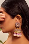 Buy_Kanyaadhan By DhirajAayushi_Pink Beads Drop Jhumkis _at_Aza_Fashions
