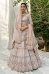 Buy_Angad Singh_Pink Embroidery V Neck Bridal Lehenga Set _at_Aza_Fashions