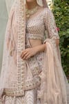 Buy_Angad Singh_Pink Embroidery V Neck Bridal Lehenga Set _Online_at_Aza_Fashions