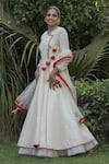 Nikasha_White Handwoven Banarasi Cotton V Neck Angrakha Set _Online_at_Aza_Fashions