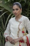 Shop_Nikasha_White Handwoven Banarasi Cotton V Neck Angrakha Set _Online_at_Aza_Fashions