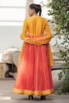 Shop_Nikasha_Yellow Handwoven Banarasi Cotton V Neck Anarkali Set _at_Aza_Fashions