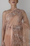 Kavita D_Peach Silk Charmeuse Embroidered Saree With Blouse  _Online_at_Aza_Fashions