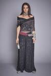 Buy_Jade By Monica & Karishma_Black Organza Wrap Top And Pant Set  _at_Aza_Fashions