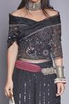 Buy_Jade By Monica & Karishma_Black Organza Wrap Top And Pant Set  _Online_at_Aza_Fashions