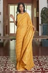 Peeli Dori_Yellow Saree Chanderi Blouse Fabric Silk Handloom Organic Dyed _Online_at_Aza_Fashions