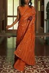 Buy_Peeli Dori_Orange Saree Cotton Chanderi Blouse Fabric Handloom Organic Dyed _at_Aza_Fashions