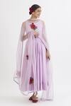 Peeli Dori Purple Rose Cotton Embroidery Round Anarkali With Dupatta Online at Aza Fashions Peeli Dori_Purple Rose Cotton Embroidery Round Anarkali With Dupatta _Online_at_Aza_Fashions