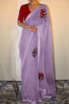 Shop_Peeli Dori_Purple Saree Pure Silk And Organza Blouse Fabric Cotton Handloom Organic Dyed _at_Aza_Fashions