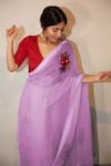 Buy_Peeli Dori_Purple Saree Pure Silk And Organza Blouse Fabric Cotton Handloom Organic Dyed _at_Aza_Fashions