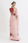 Buy Peeli Dori Pink Silk Organza Embroidery V Neck Saree With Blouse at Aza Fashions Buy_Peeli Dori_Pink Silk Organza Embroidery V Neck Saree With Blouse _at_Aza_Fashions