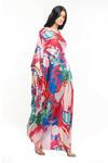 Mandira Wirk Resort_Red Satin Abstract One Shoulder Printed Kaftan _Online_at_Aza_Fashions