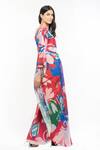 Buy_Mandira Wirk Resort_Red Satin Abstract One Shoulder Printed Kaftan _Online_at_Aza_Fashions