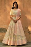 Buy_Angad Singh_Yellow Lehenga And Blouse Raw Silk Scoop Neck Embroidered Bridal Set _at_Aza_Fashions