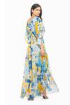 Mandira Wirk Resort_Yellow Cotton Lurex Tropical Motifs Cowl Neck Print Kaftan _Online_at_Aza_Fashions