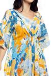 Buy_Mandira Wirk Resort_Yellow Cotton Lurex Tropical Motifs Cowl Neck Print Kaftan _Online_at_Aza_Fashions