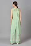 Shop_Keith Gomes_Green Organza, Chanderi Silk Round Tunic And Palazzo Set _at_Aza_Fashions