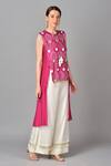 Keith Gomes_Pink Organza, Georgette, Cotton Silk Round Chanderi Tunic And Palazzo Set _Online_at_Aza_Fashions