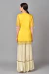 Shop Keith Gomes Yellow Silk, Organza, Net, Georgette V Neck Embroidered Kurta Set at Aza Fashions Shop_Keith Gomes_Yellow Silk, Organza, Net, Georgette V Neck Embroidered Kurta Set _at_Aza_Fashions