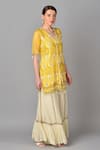 Keith Gomes Yellow Silk, Organza, Net, Georgette V Neck Embroidered Kurta Set Online at Aza Fashions Keith Gomes_Yellow Silk, Organza, Net, Georgette V Neck Embroidered Kurta Set _Online_at_Aza_Fashions