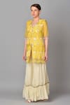 Shop Keith Gomes Yellow Silk, Organza, Net, Georgette V Neck Embroidered Kurta Set Online at Aza Fashions Shop_Keith Gomes_Yellow Silk, Organza, Net, Georgette V Neck Embroidered Kurta Set _Online_at_Aza_Fashions