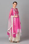 Keith Gomes_Pink Silk, Organza, Net, Georgette V Neck Embroidered Kurta Set _Online_at_Aza_Fashions