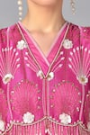 Shop_Keith Gomes_Pink Silk, Organza, Net, Georgette V Neck Embroidered Kurta Set _Online_at_Aza_Fashions