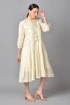 Buy_Keith Gomes_White Cotton Chiffon Round Embroidered Dress _at_Aza_Fashions