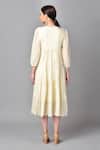Shop_Keith Gomes_White Cotton Chiffon Round Embroidered Dress _at_Aza_Fashions