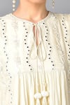 Keith Gomes_White Cotton Chiffon Round Embroidered Dress _at_Aza_Fashions