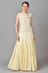 Buy_Keith Gomes_White Cotton Chiffon Round Embroidered Gown _at_Aza_Fashions