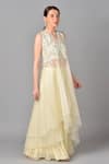 Keith Gomes_White Organza V Neck Embroidered Kurta And Palazzo Set _Online_at_Aza_Fashions