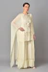 Keith Gomes_White Georgette Round Embroidered Tunic And Palazzo Set _Online_at_Aza_Fashions