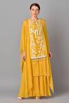 Buy_Keith Gomes_Yellow Georgette Round Embroidered Tunic And Palazzo Set_at_Aza_Fashions
