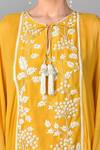 Shop_Keith Gomes_Yellow Georgette Round Embroidered Tunic And Palazzo Set_Online_at_Aza_Fashions