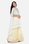 Keith Gomes_White Chanderi Silk Round Embroidered Cape And Palazzo Set _Online_at_Aza_Fashions