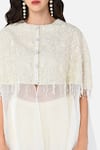 Keith Gomes_White Chanderi Silk Round Embroidered Cape And Palazzo Set _at_Aza_Fashions